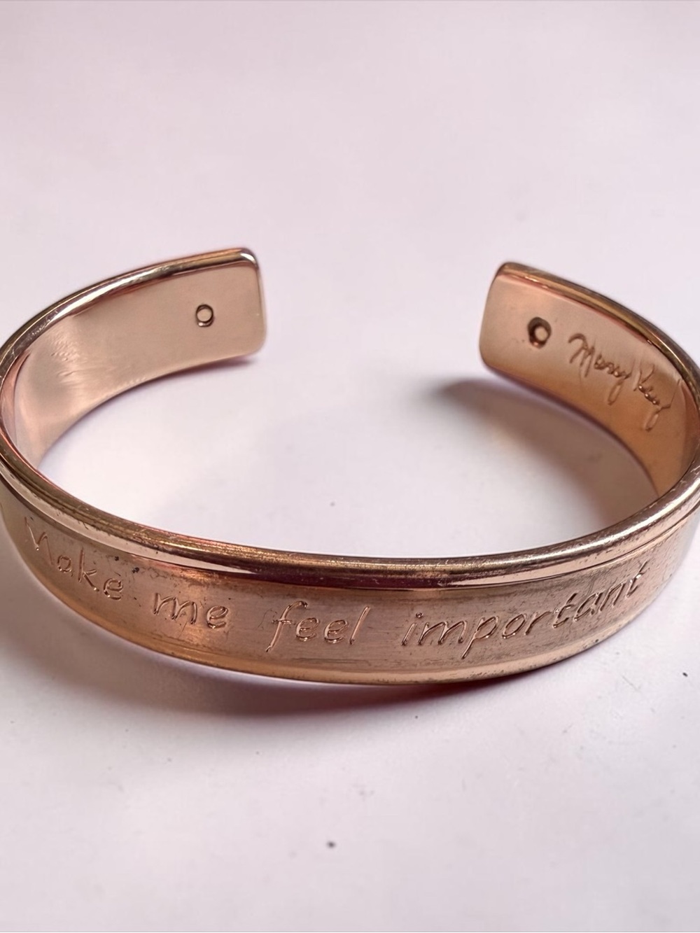 Mary Kay "Make Me Feel Important" Cuff Bracelet Rose Gold